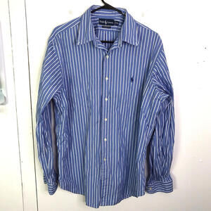 Ralph Lauren Shirt Mens XL Button Front Striped Classic Fit Career Office